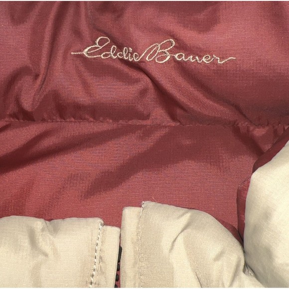 Eddie Bauer Down Puffer Vest Adult Extra Large Red Gray Reversible Goose Mens XL - Picture 12 of 16